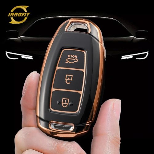 HYA1T1-Negro-Gold Plating- Cubierta de la llave del coche para Hyundai