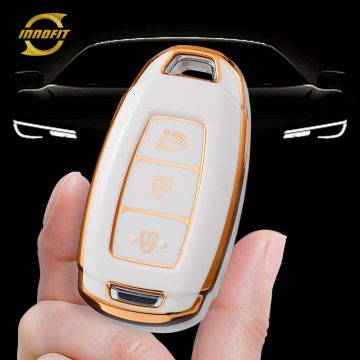 HYA1T1-White-Gold Plating- Car Key Cover For Hyundai