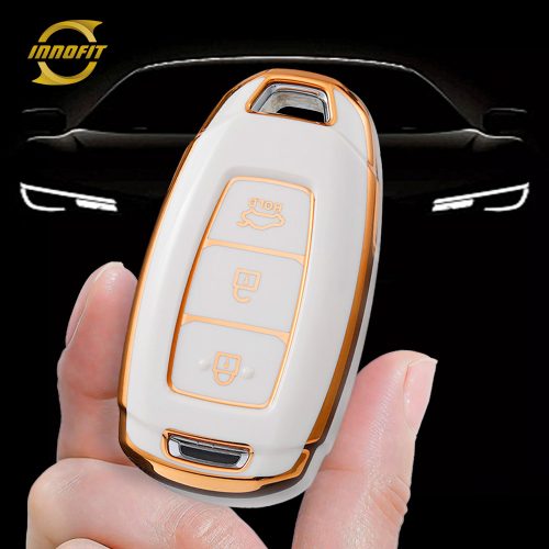 HYA1T1-White-Gold Plating- Car Key Cover For Hyundai