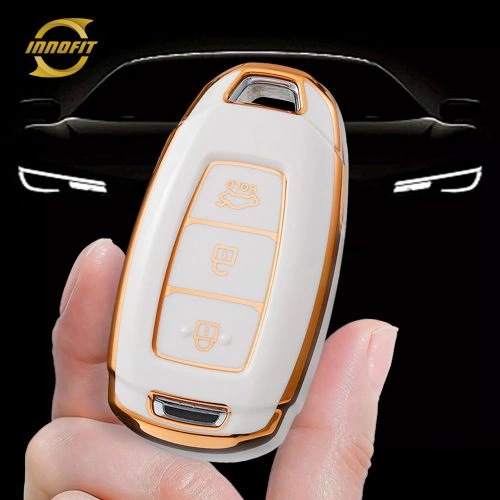 HYA1T1-белый-золотое-покрытие-автомобильный-ключ-обложка-для- Hyundai
