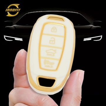 HYA3T1-White-Gold Plating- Car Key Cover For Hyundai