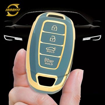 HYA3T1-Granny Grey-Gold Plating- Car Key Cover For Hyundai