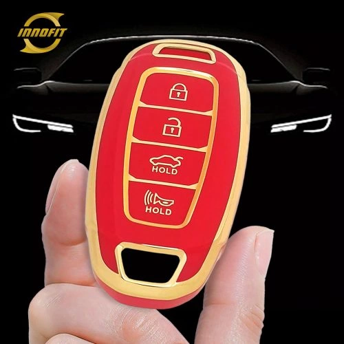 HYA3T1-Red-Gold Plating- Car Key Cover For Hyundai