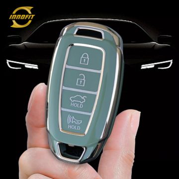 HYA3T1-Green-Silver Plating- Car Key Cover For Hyundai