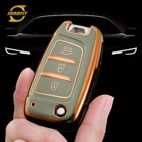 HYB1T1-Green-Gold Plating- Car Key Cover For Hyundai