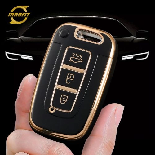 HYC1T1-Black-Gold Plating- Car Key Cover For Hyundai