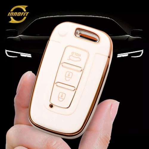 HYC1T1-White-Gold Plating- Car Key Cover For Hyundai