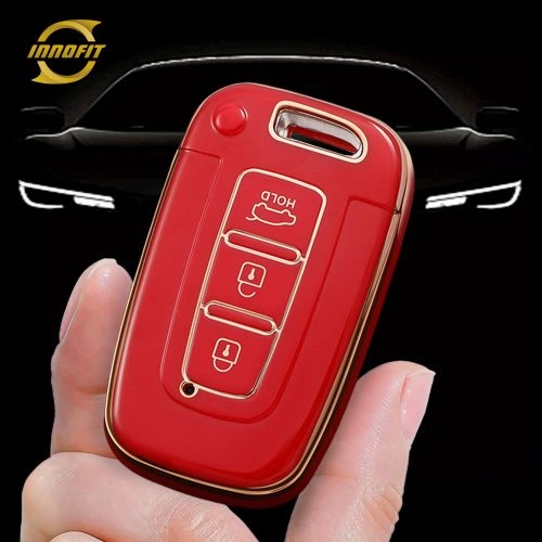 HYC1T1-Red-Gold Plating- Car Key Cover For Hyundai