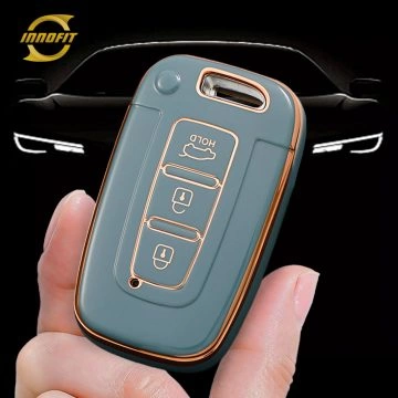 HYC1T1-Granny Grey-Gold Plating- Car Key Cover For Hyundai