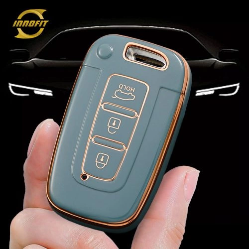 HYC1T1-Granny Grey-Gold Plating- Car Key Cover For Hyundai