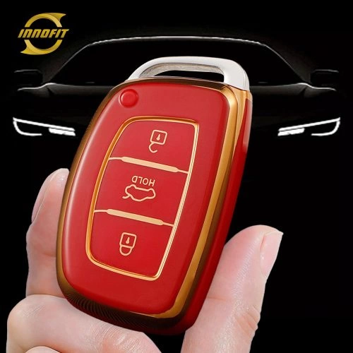 HYD1T1-Red-Gold Plating- Car Key Cover For Hyundai