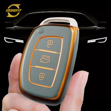 HYD1T1-Granny Grey-Gold Plating- Car Key Cover For Hyundai