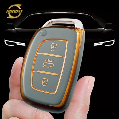 HYD1T1-Granny Grey-Gold Plating- Car Key Cover For Hyundai