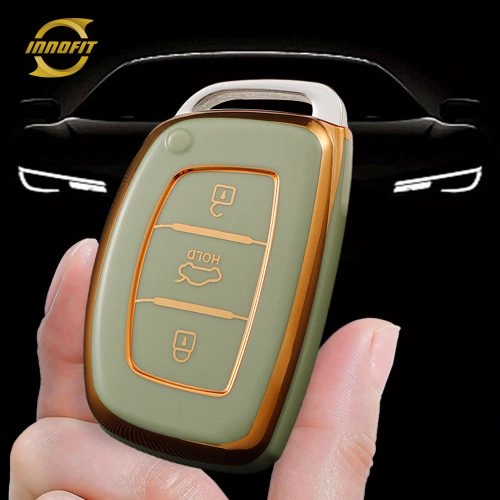 HYD1T1-Green-Gold Plating- Car Key Cover For Hyundai