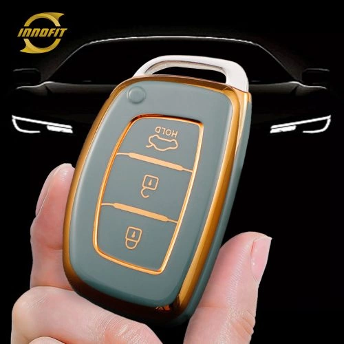 HYD2T1-Granny Grey-Gold Plating- Car Key Cover For Hyundai