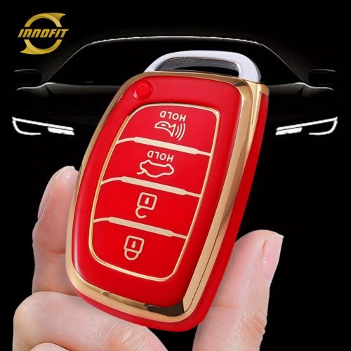 HYD3T1-Red-Gold Plating- Car Key Cover For Hyundai