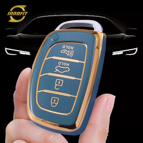 HYD3T1-Granny Grey-Gold Plating- Car Key Cover For Hyundai