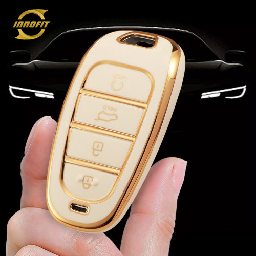 HYE2T1-White-Gold Plating- Car Key Cover For Hyundai