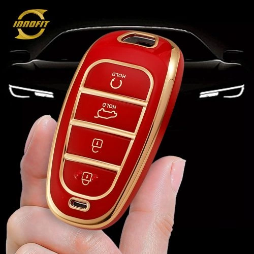 HYE2T1-Red-Gold Plating- Car Key Cover For Hyundai