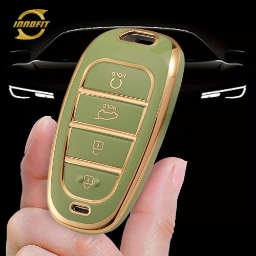 HYE2T1-Green-Gold Plating- Car Key Cover For Hyundai