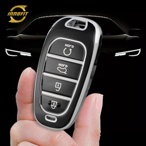 HYE2T1-Black-Silver Plating- Cubierta de la llave del coche para Hyundai