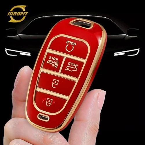 HYE3T1-Red-Gold Plating- Car Key Cover For Hyundai
