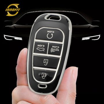 HYE3T1-Black-Silver Plating- Car Key Cover For Hyundai