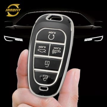 HYE3T1-Black-Silver Plating- Car Key Cover For Hyundai