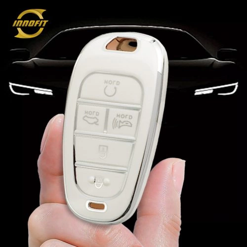 HYE3T1-White-Silver Plating- Car Key Cover For Hyundai