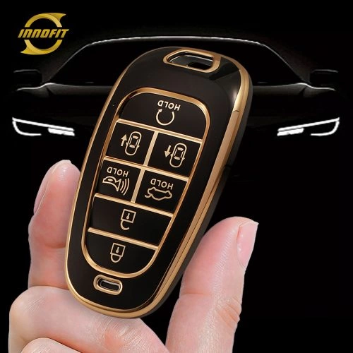 HYE4T1-Black-Gold Plating- Car Key Cover For Hyundai