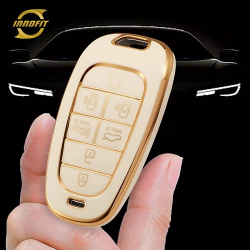 HYE4T1-White-Gold Plating- Car Key Cover For Hyundai