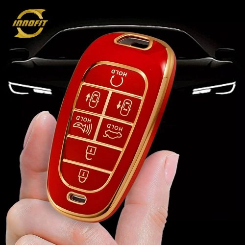 HYE4T1-Red-Gold Plating- Car Key Cover For Hyundai