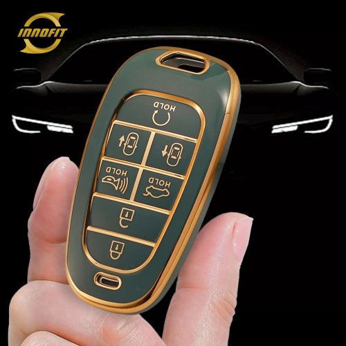 HYE4T1-Granny Grey-Gold Plating- Car Key Cover For Hyundai