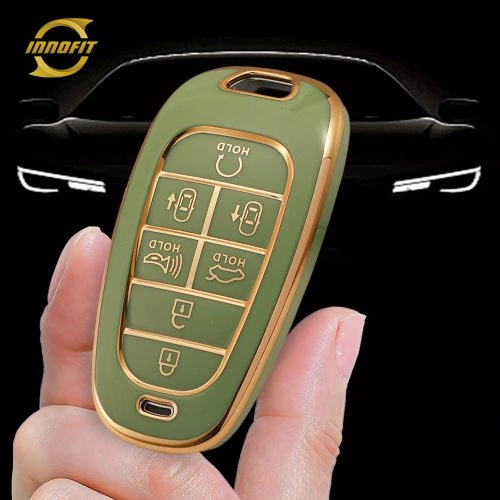 HYE4T1-Green-Gold Plating- Car Key Cover For Hyundai