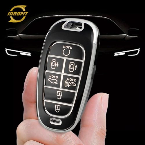 HYE4T1-Black-Silver Plating- Car Key Cover For Hyundai