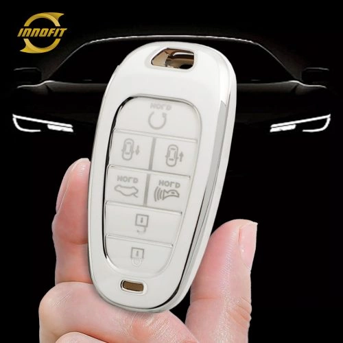 HYE4T1-White-Silver Plating- Car Key Cover For Hyundai