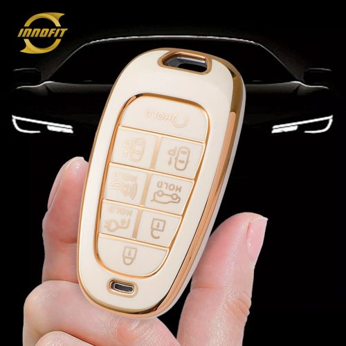 HYE5T1-White-Gold Plating- Car Key Cover For Hyundai