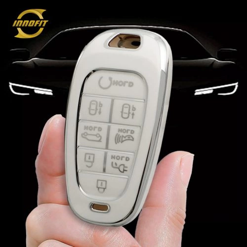 HYE5T1-White-Silver Plating- Car Key Cover For Hyundai