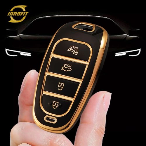 HYE7T1-Black-Gold Plating- Car Key Cover For Hyundai