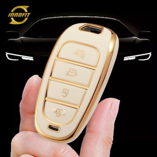 HYE7T1-White-Gold Plating- Car Key Cover For Hyundai