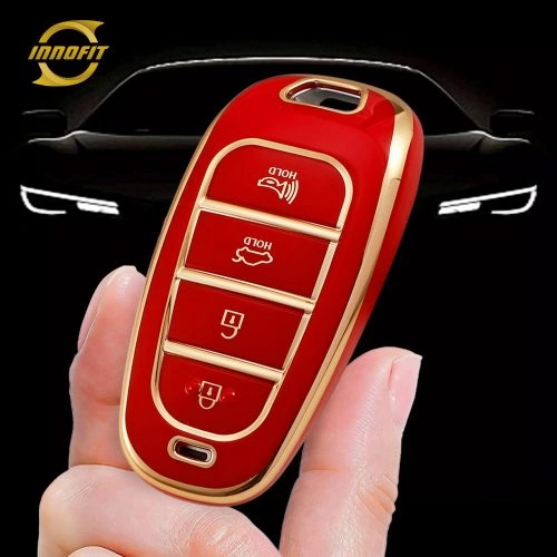 HYE7T1-Red-Gold Plating- Car Key Cover For Hyundai