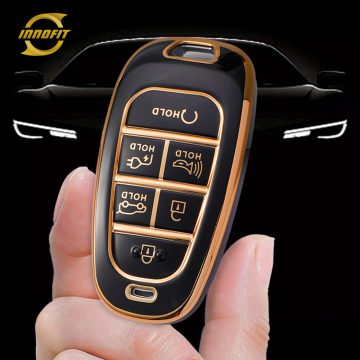 HYE8T1-Black-Gold Plating- Car Key Cover For Hyundai