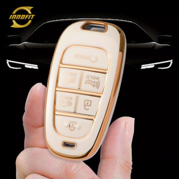 HYE8T1-White-Gold Plating- Car Key Cover For Hyundai