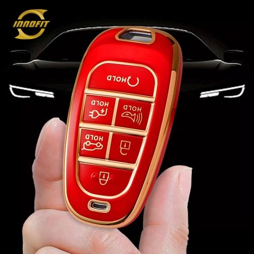 HYE8T1-Red-Gold Plating- Car Key Cover For Hyundai