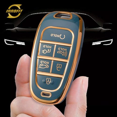 HYE8T1-Granny Grey-Gold Plating- Car Key Cover For Hyundai