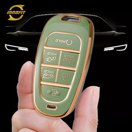 HYE8T1-Green-Gold Plating- Car Key Cover For Hyundai