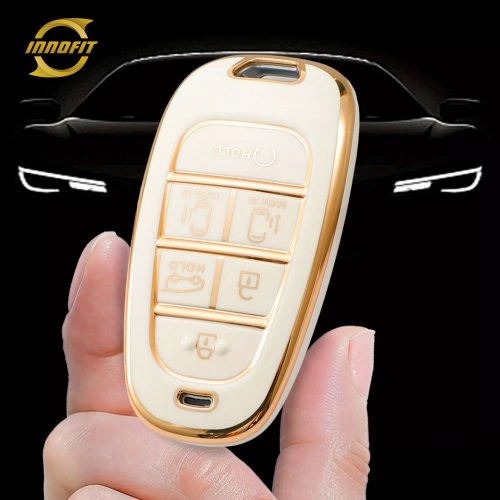 HYE9T1-White-Gold Plating- Car Key Cover For Hyundai