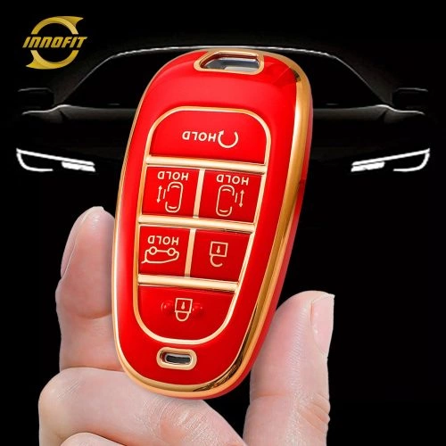 HYE9T1-Red-Gold Plating- Car Key Cover For Hyundai