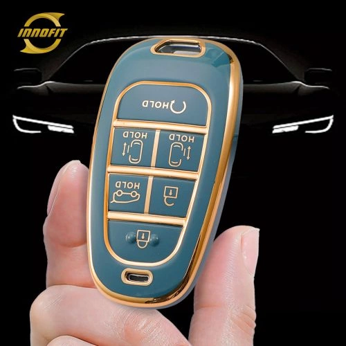HYE9T1-Granny Grey-Gold Plating- Car Key Cover For Hyundai