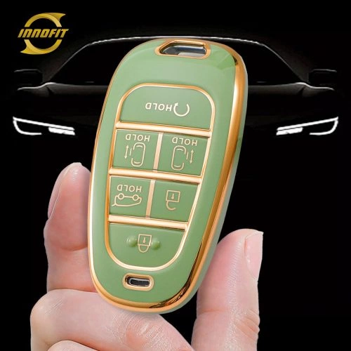HYE9T1-Green-Gold Plating- Car Key Cover For Hyundai
